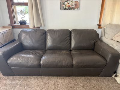 Grey/brown leather couch