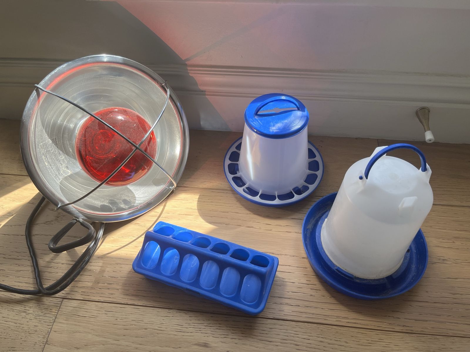 Chicken Raising Kit with Heat Lamp, Chick Feeders, and Waterer