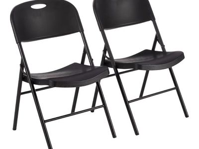 2 new Foldable Portable Plastic stackable Chair