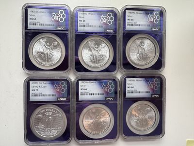 Lot of 12 Silver coins all graded Eagles, Libertads