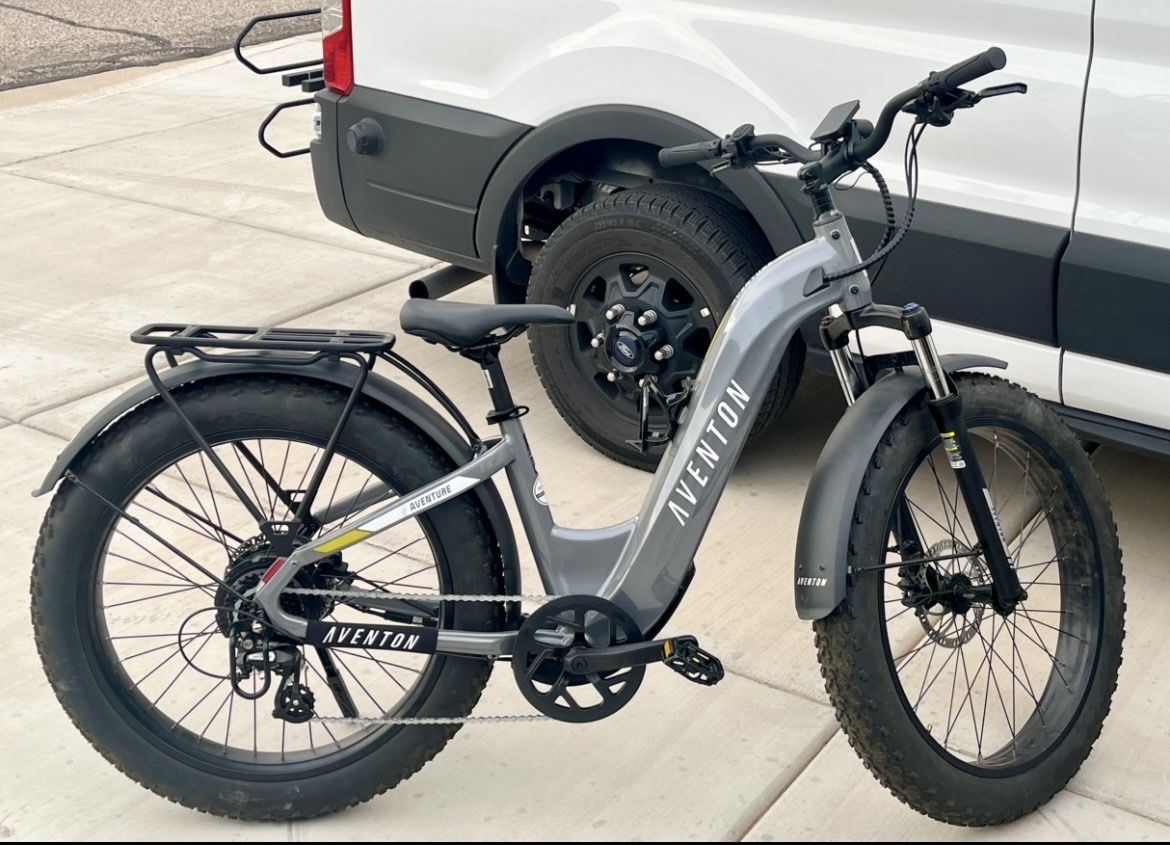 Aventon Aventure Step-over LRG and Step-thought Med/Reg E-Bikes - Fat Tires, Integrated Battery, Rear Rack, Fenders
