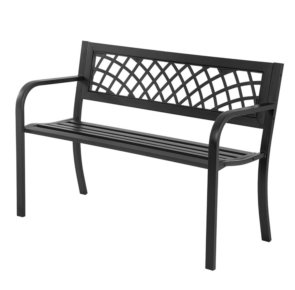 New! Outdoor Bench, Iron Steel Frame