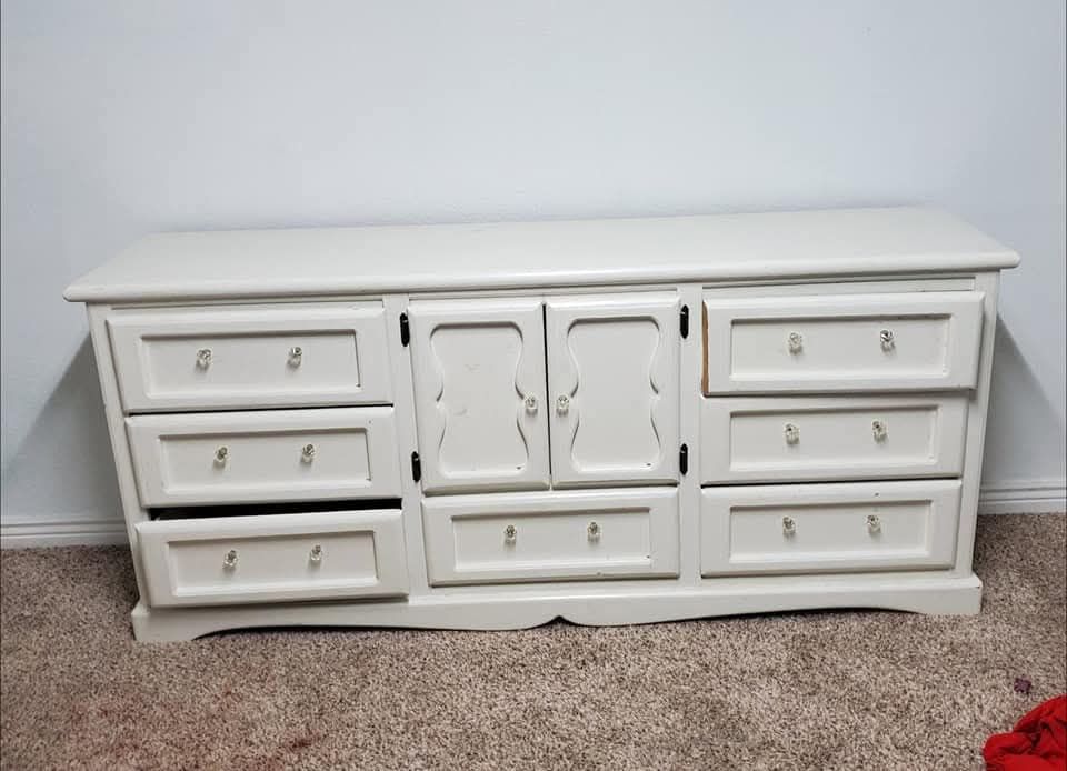 White Dresser & Single Matching Nightstand