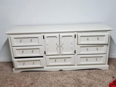 White Dresser & Single Matching Nightstand