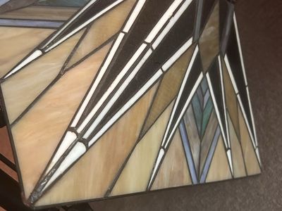 Vintage Stained Glass Tiffany Style Lamp Shade - Art Deco Geometric Design