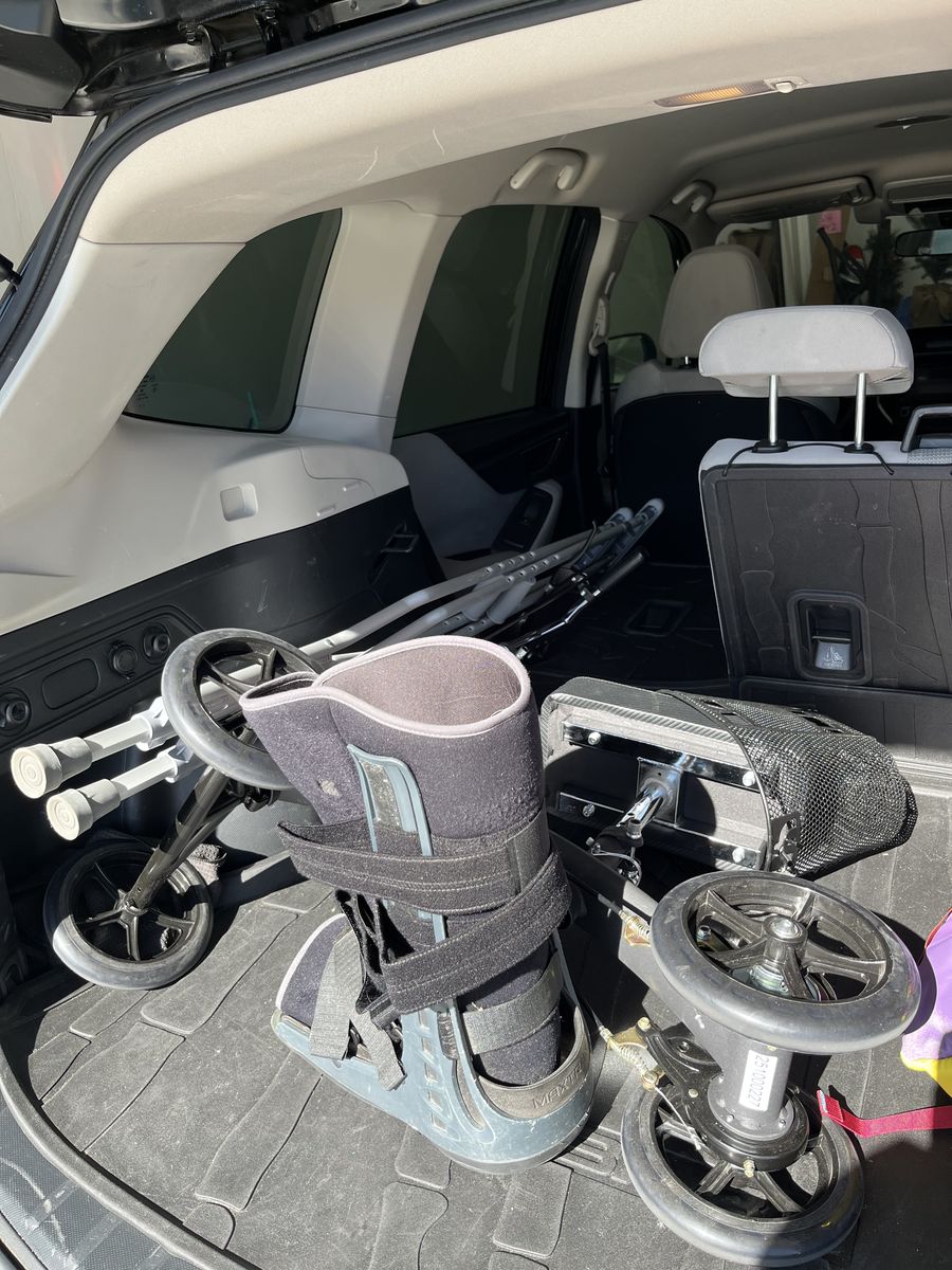 Free crutches, boot and scooter