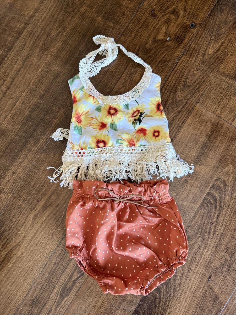 NEW sunflower boho style baby girl outfit 12-18 month
