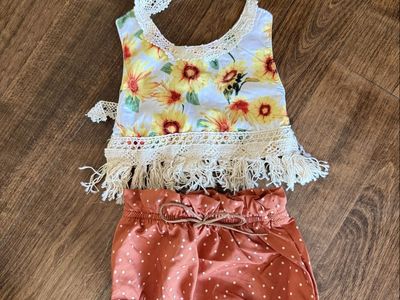 NEW sunflower boho style baby girl outfit 12-18 month