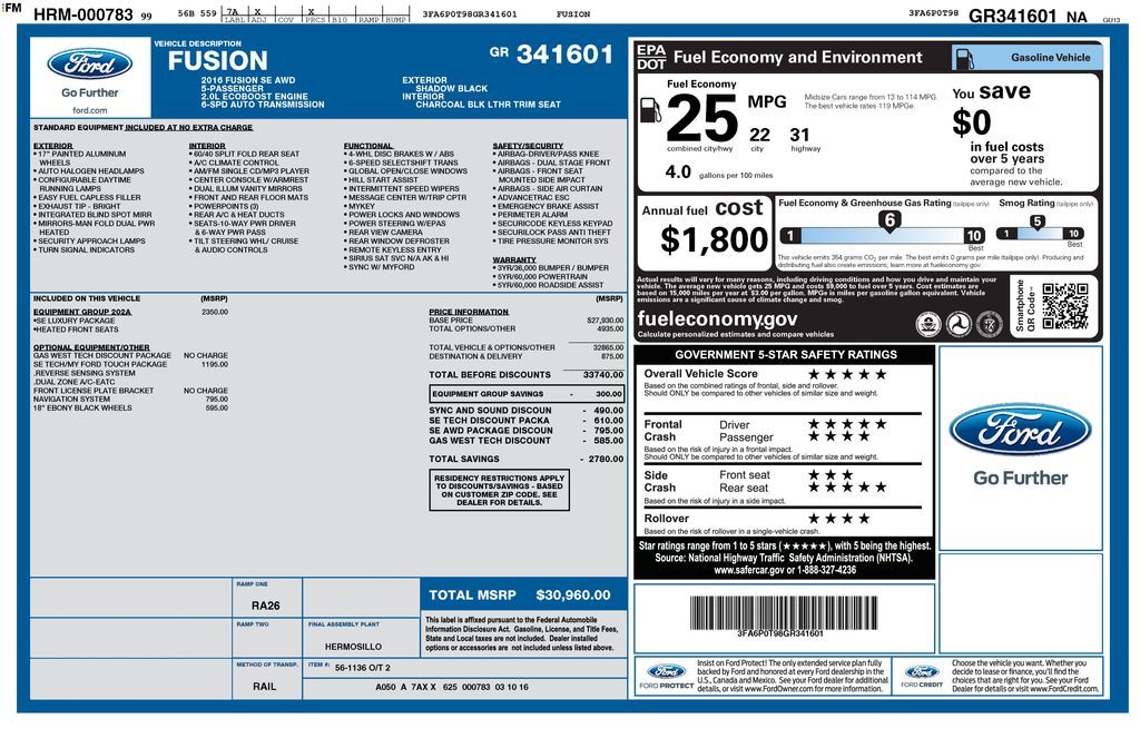 2016 Ford Fusion SE