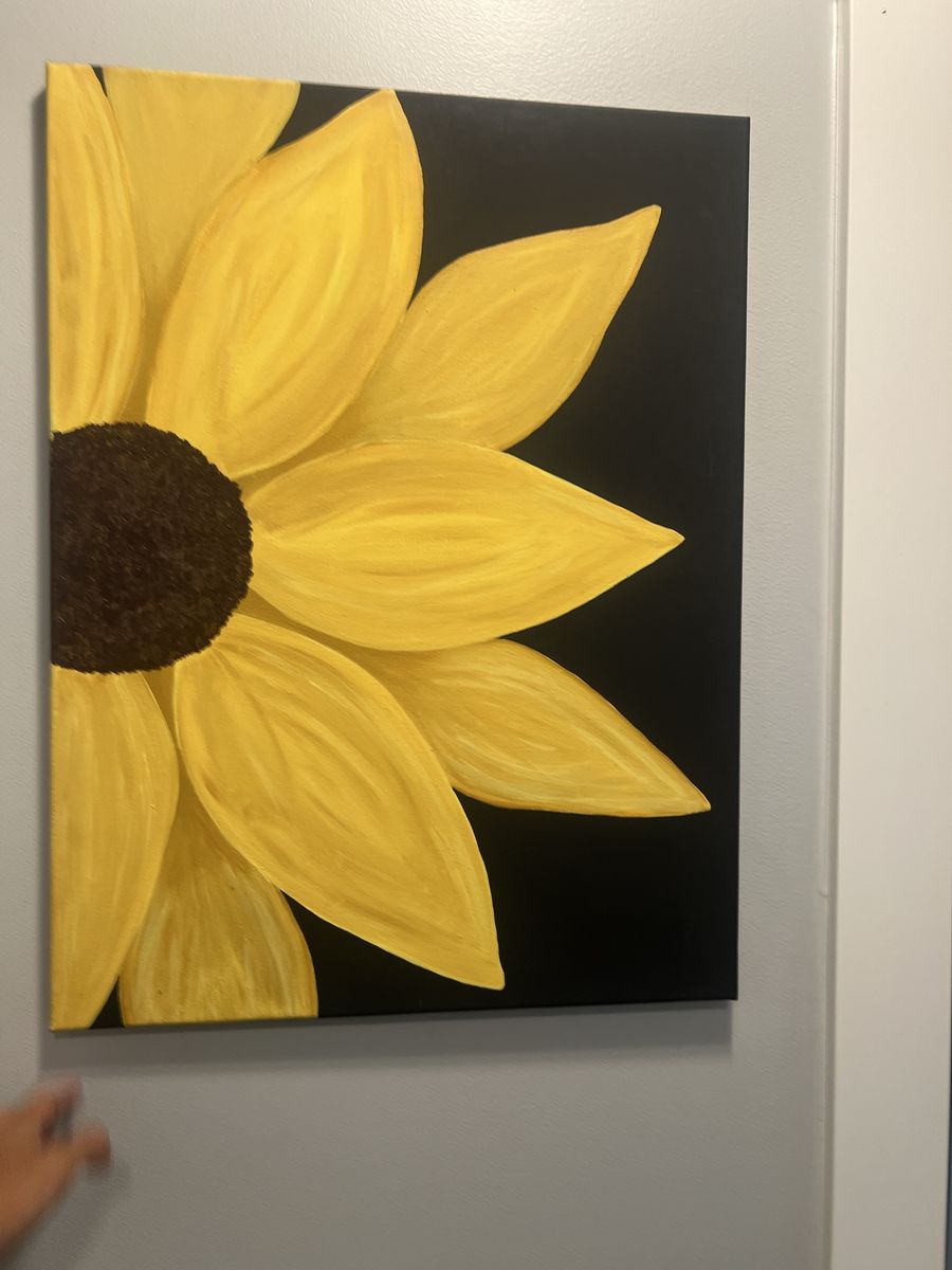 Handmade Sunflower Painting on Stretched Canvas