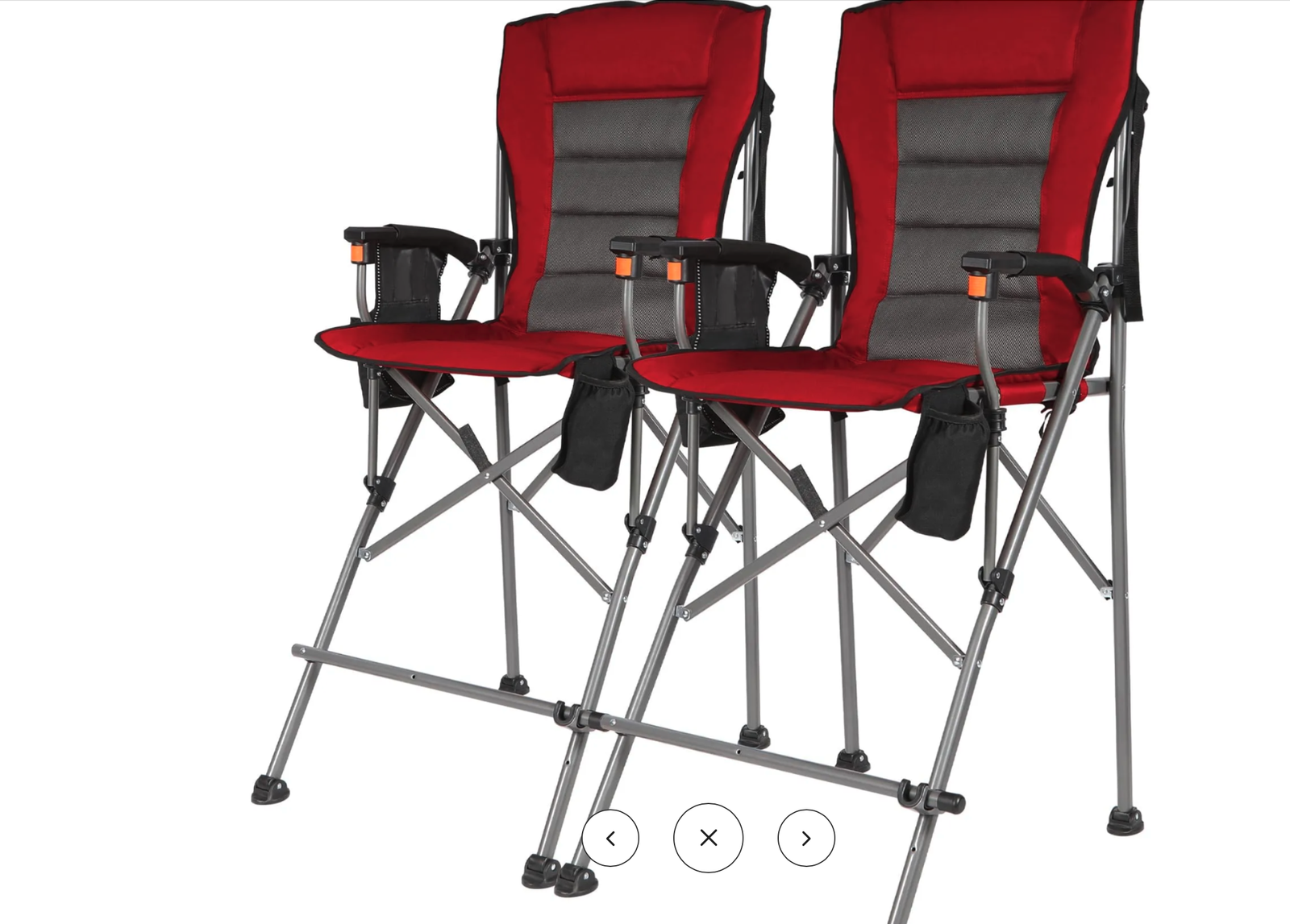 NEW SET of 2.. 31" Extra Tall Folding Chair, Tall Camping Chair, High Back, Hard Arms And Footrest