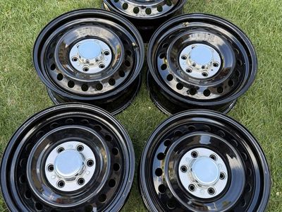 Set of 5 New Black Steel Wheels Rims 17x7.50 6 lug. Fits Chevy,Toyota and new ford bronco.