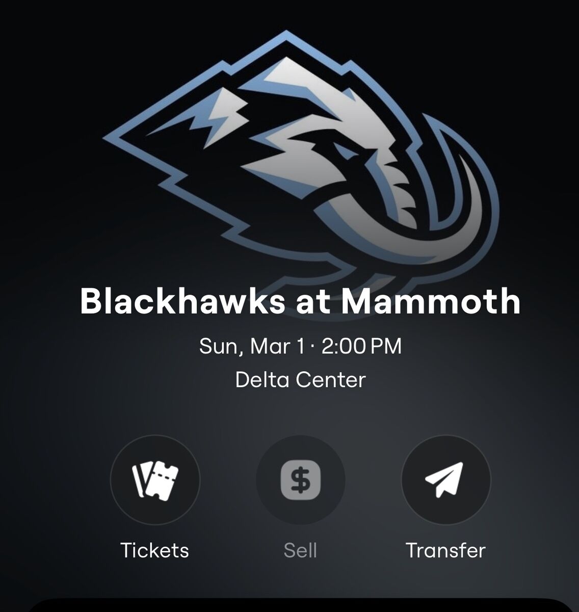 Utah Mammoth Mar 1 Parking Pass $75 Salt Palace