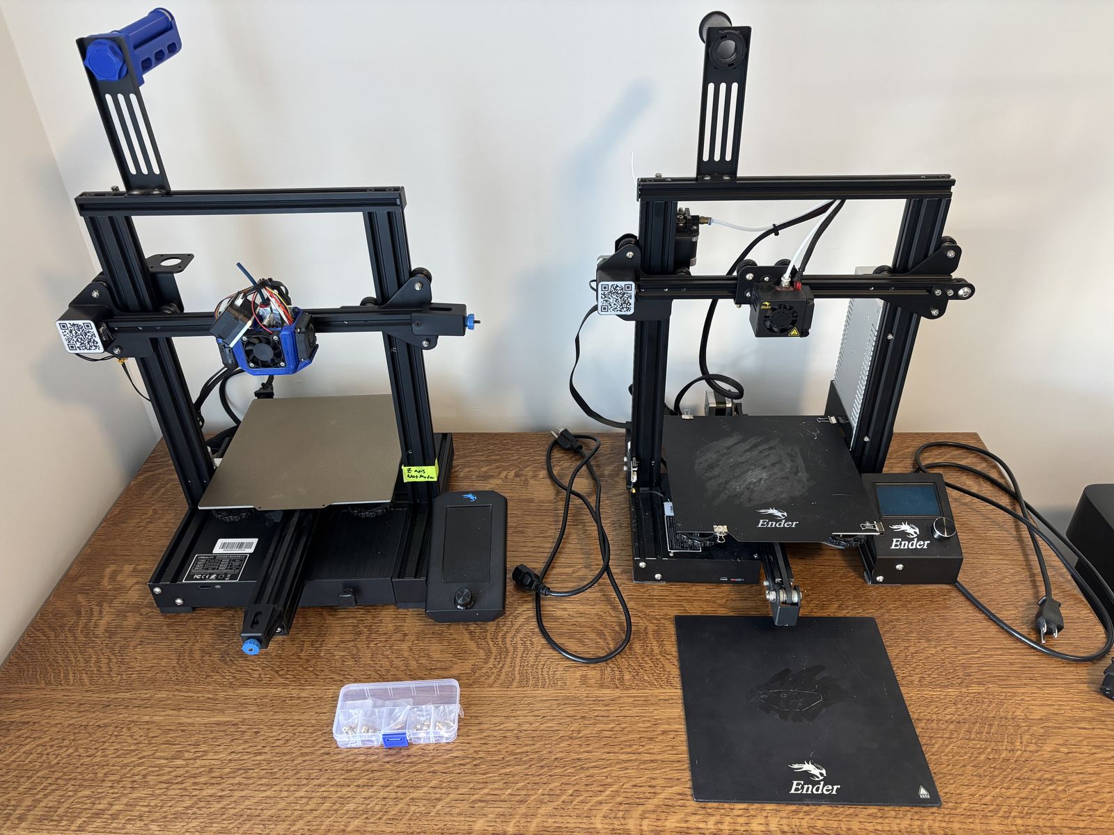2 Ender 3 3D Printers, one With Modifications