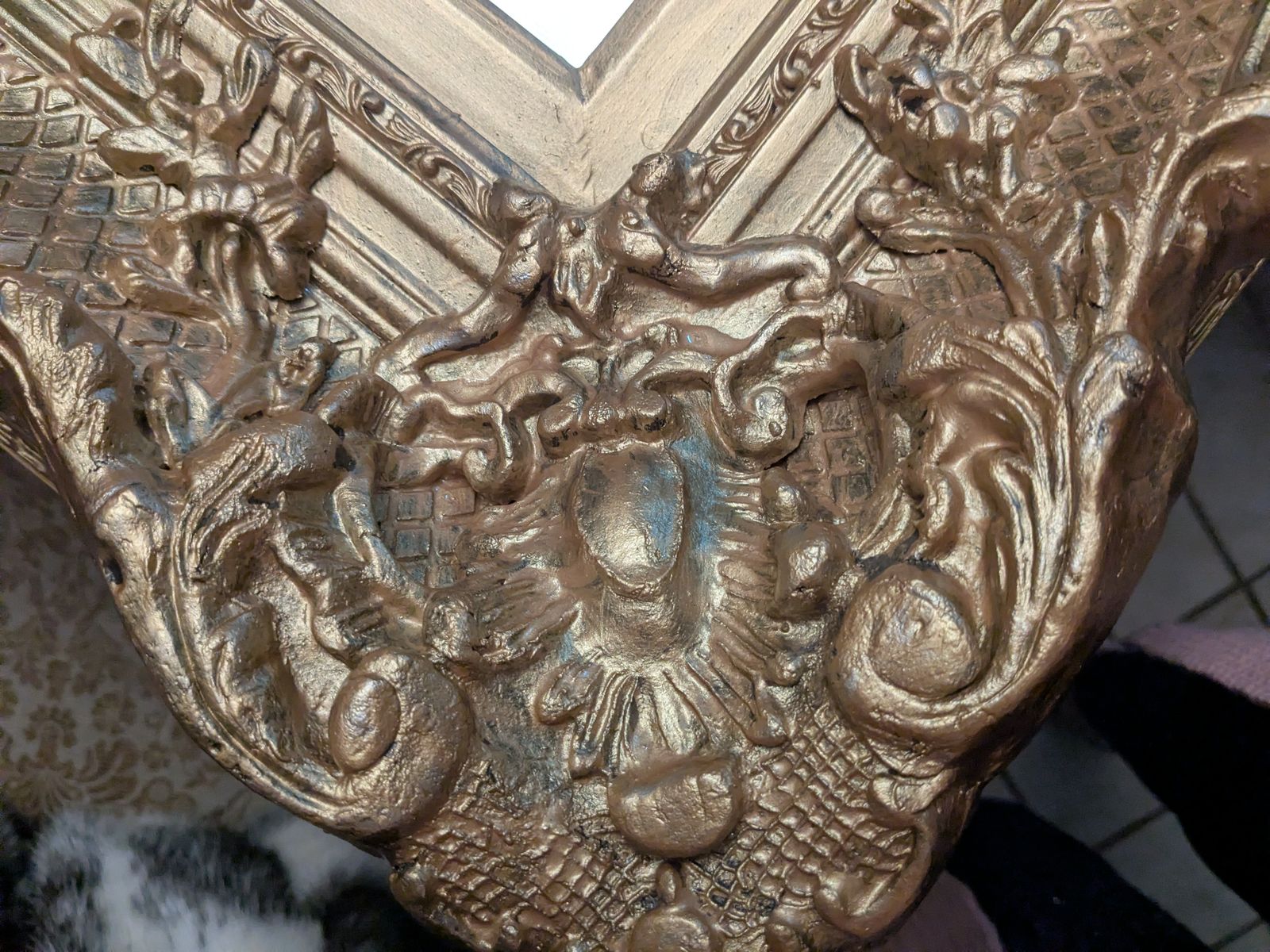 Large Solid Wood Carved Elegant Gold Mirror