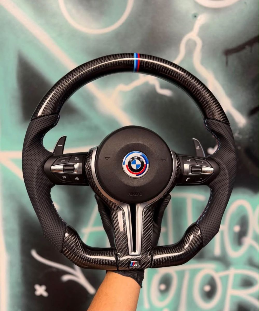 BMW M Performance Carbon Fiber & Perforated Leather Steering Wheel with M-Color Stitching and Paddles