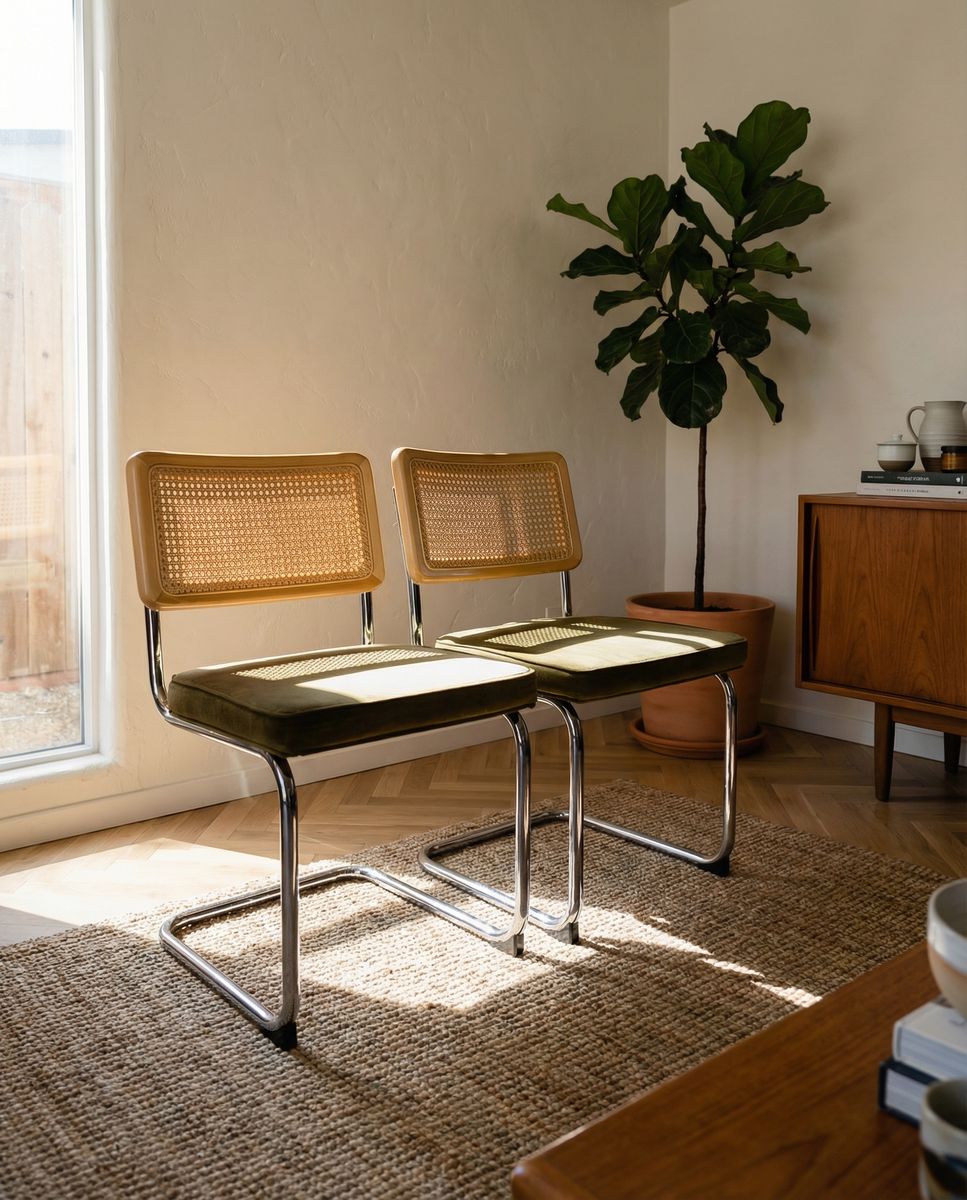 Vintage Cane Back Chairs — Set of 2