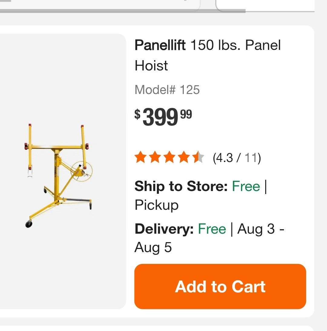 Panellift Model 125 sheetrock lift. 