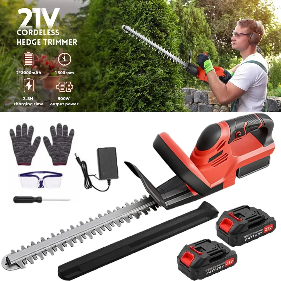 22Inch Cordless Hedge Trimmer Cordless Electric Hedge Trimmer w/2* 21V Battery