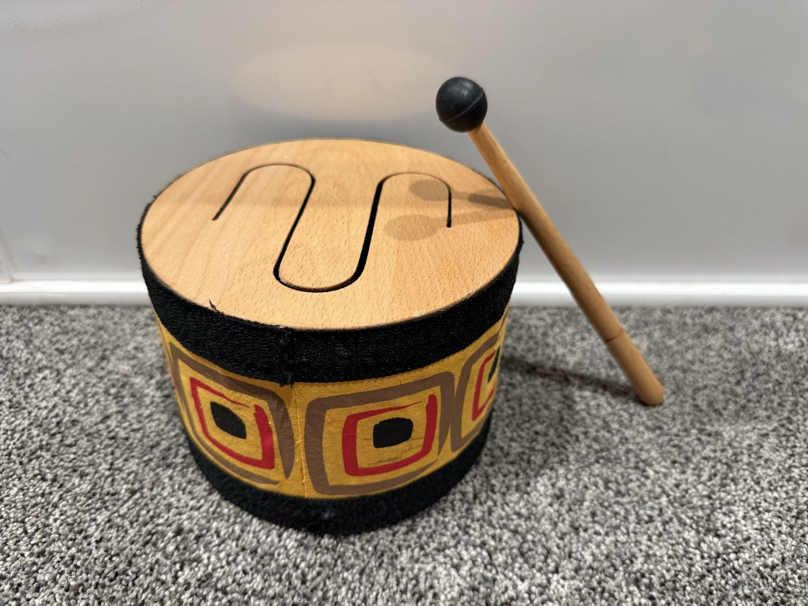 Wooden Tongue Drum with Mallet Musical Instrument