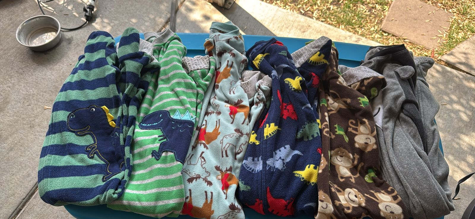 Baby Boy Fleece Footed Sleepers Lot Dinosaurs Animals 6 Piece Set