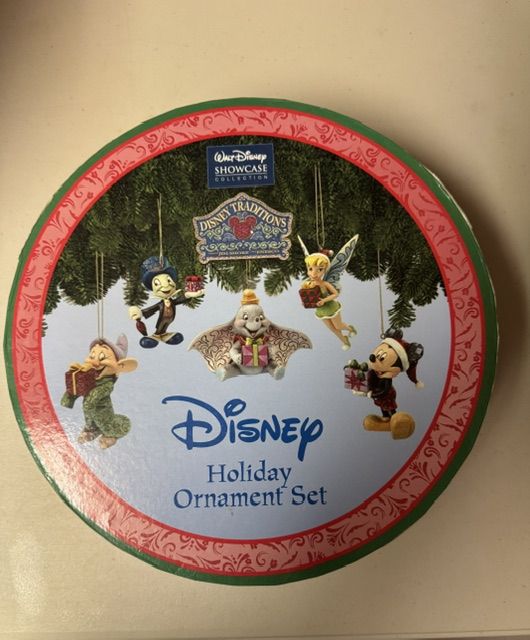 Jim Shore-Disney Traditions Jim Shore Holiday Ornament Set 5-Piece Collector Tin/Ornaments