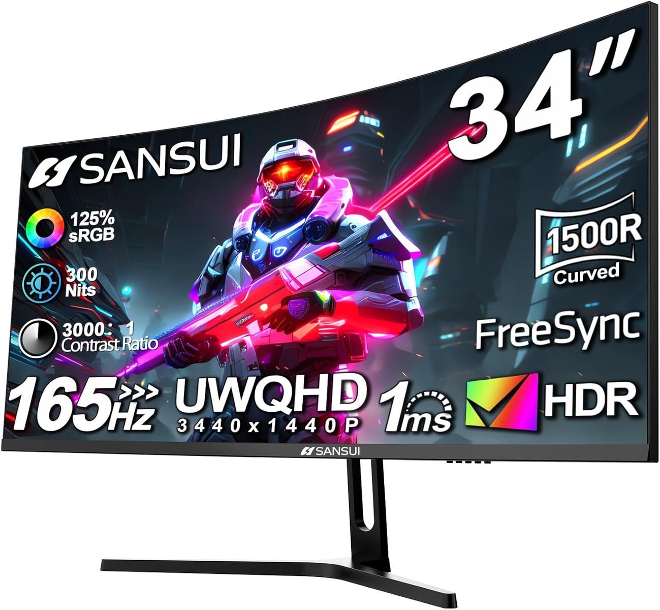 34" SANSUI Gaming Monitor 165 Hz