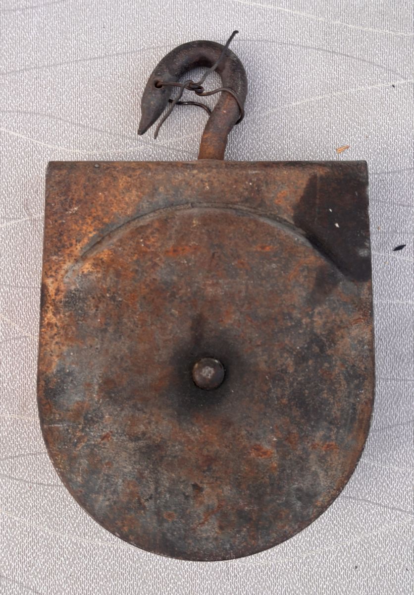 Antique Wood Block And Tackle Pulley With Hook