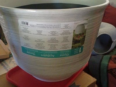 Large Textured Gray Garden Planter Pot