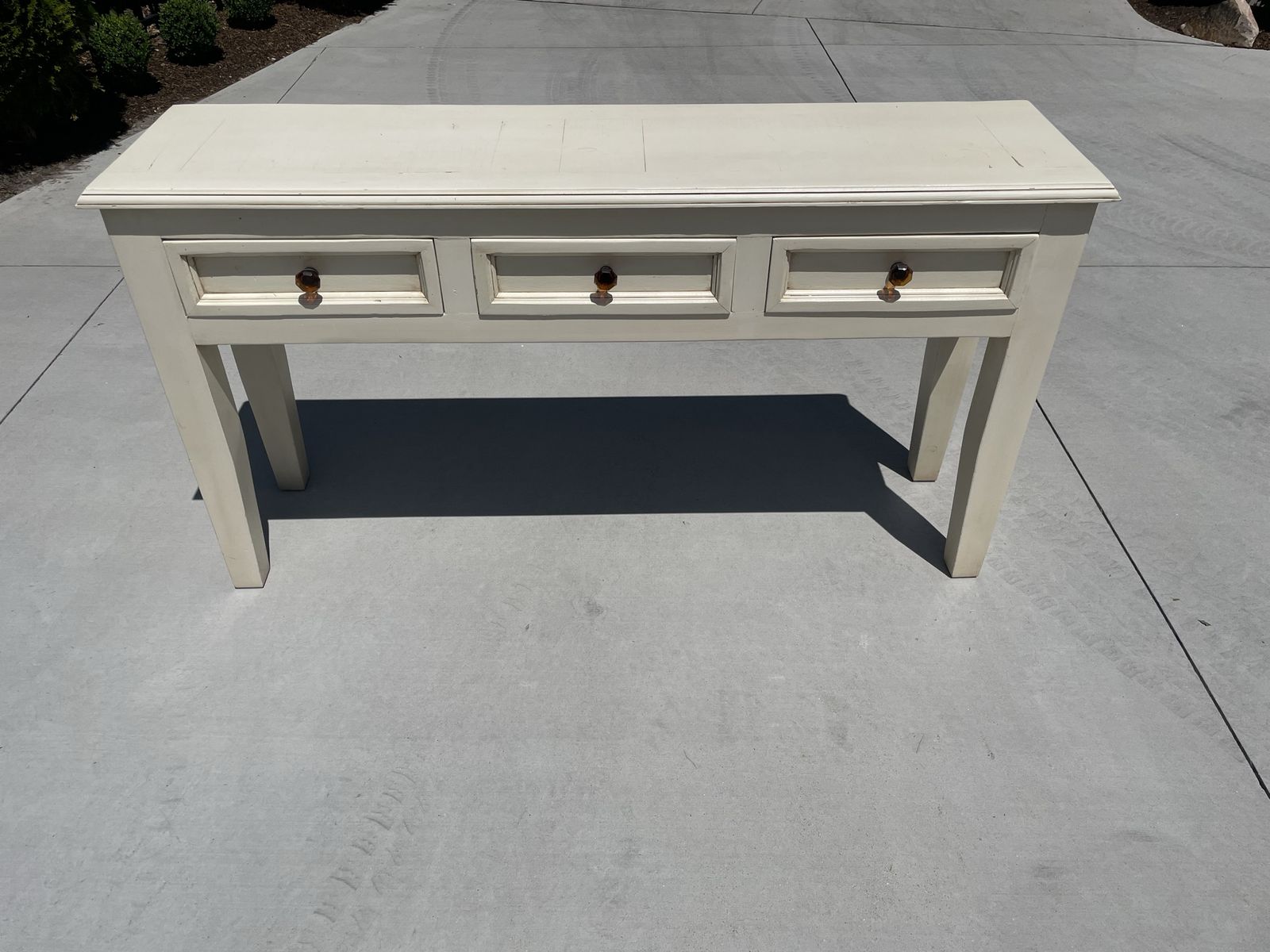 Rustic White Wood Console Table 30" H x 55" L with 3 Drawers for Entryway/Living Room