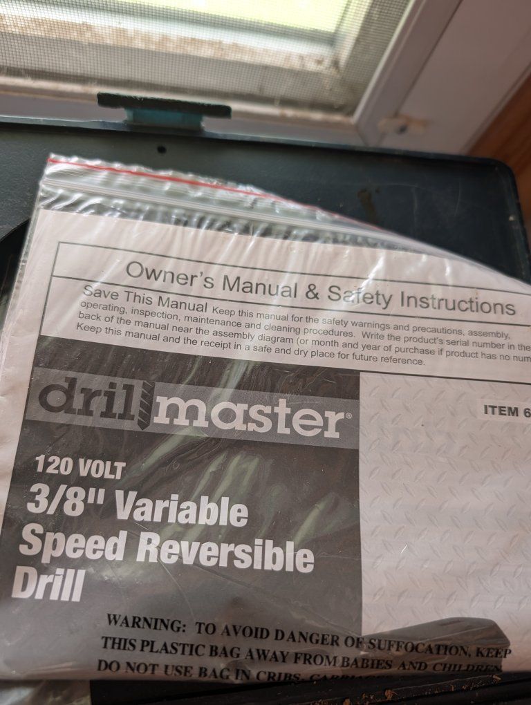Drill Master 3/8" 120V Variable Speed Reversible Corded Electric Drill with Case