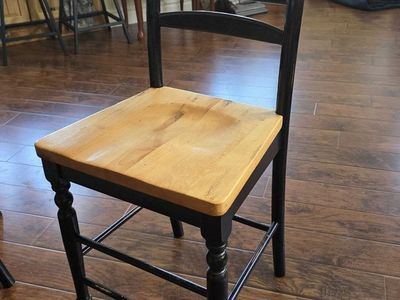 Black and Natural Wood Ladder Back Counter Height Bar Stool Chair