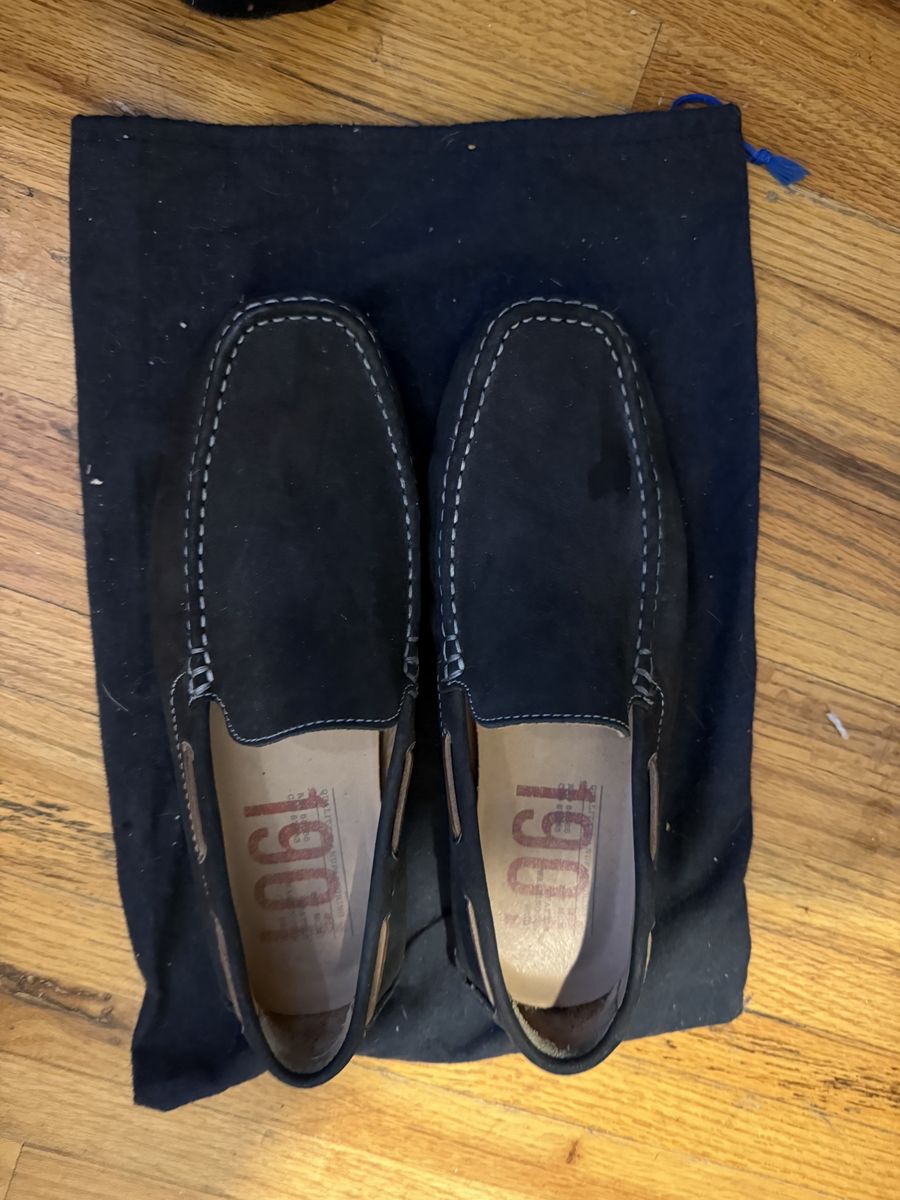 1901 Men's Black Suede Driving Moccasins Loafers - Size 9.5