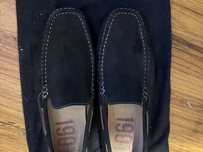 1901 Men's Black Suede Driving Moccasins Loafers - Size 9.5