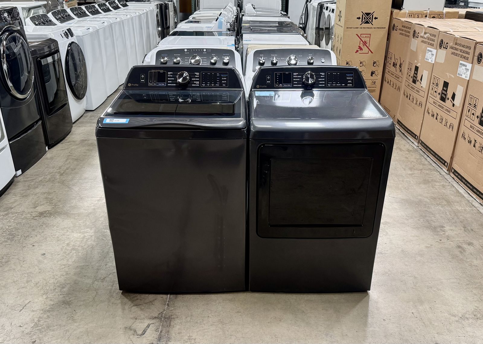 GE PROFILE WASHER AND DRYER SET WITH WARRANTY