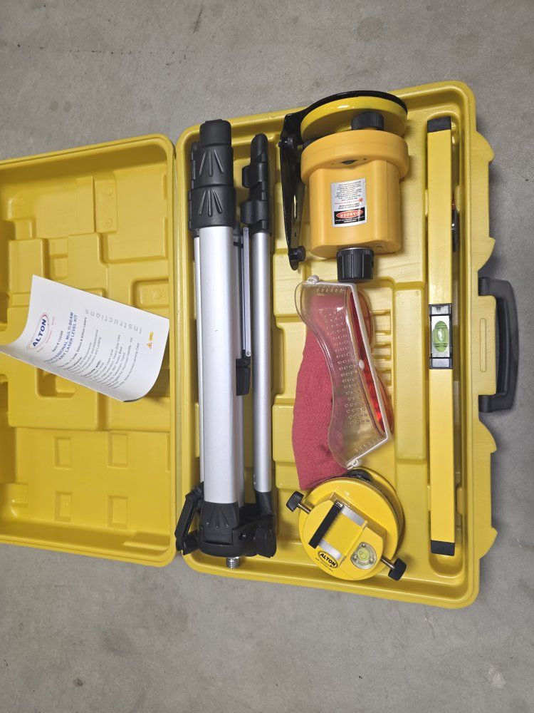 ALTON Rotary Laser Level Kit with Tripod, Glasses, and Case - Construction/Surveying Tool