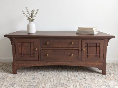 Lexington Bob Timberlake Arts & Crafts Solid Wood Coffee Table – Pass-Through Drawers, Dark Walnut, Made in USA