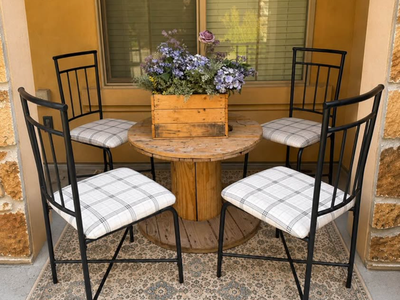 Set of 4 Black Metal Dining Chairs – Newly Reupholstered