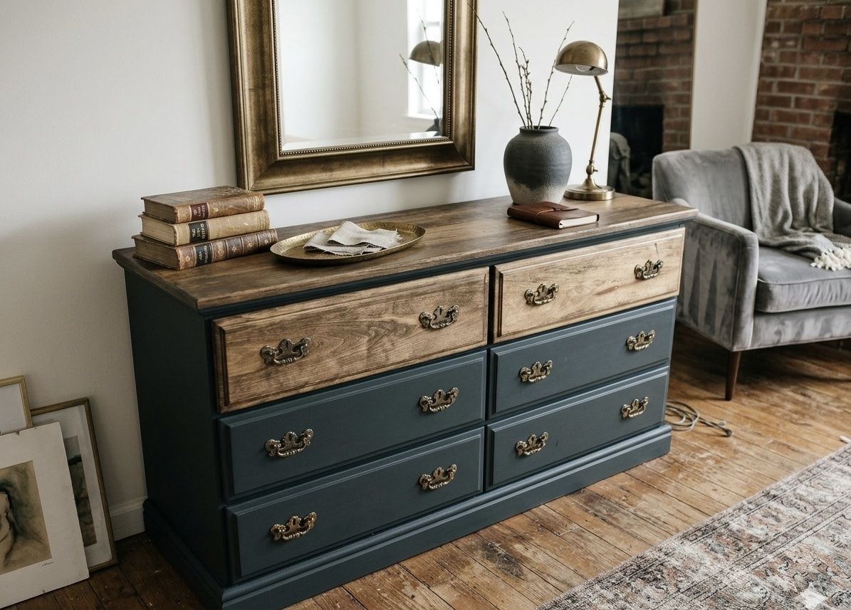 Solid Wood Dresser - Full Refinished - Two Tone