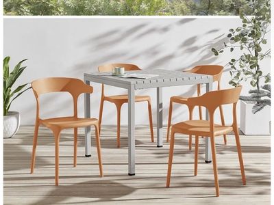 Plastic Dining Chair Stackable Outdoor Patio Chair ( set of 4 chairs)