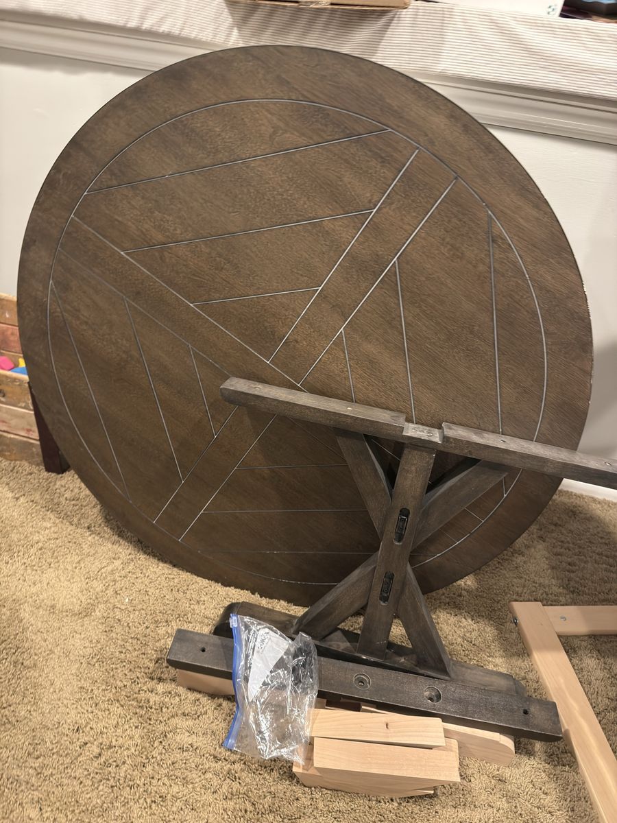 Isola Pedestal Coffee Table Round Geometric Wood Dark Brown from Wayfair