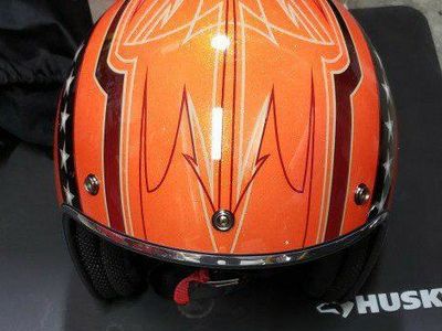 AFX FX-76 Vintage Open Face Motorcycle Helmet Orange Metal Flake Rebel Graphic DOT ECE