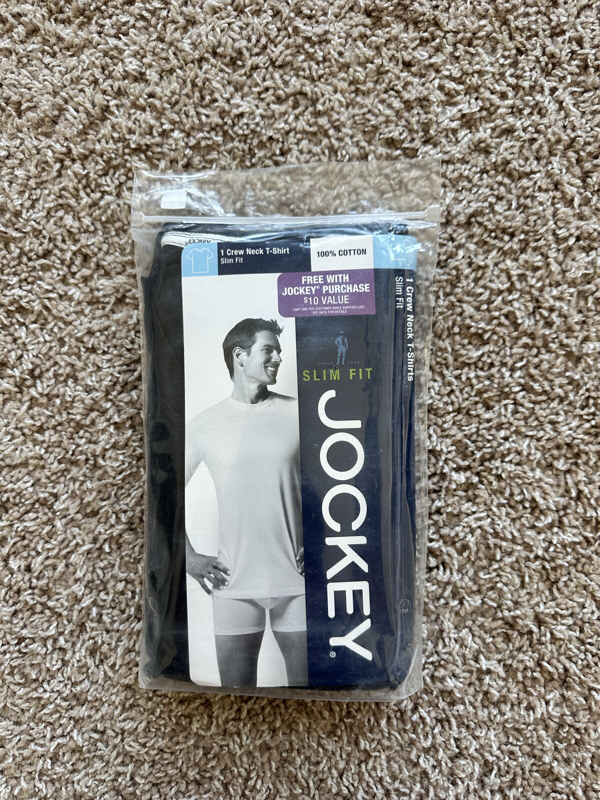 BNIP Jockey men’s crew neck T-shirt slim fit size S(34-36) black undershirt