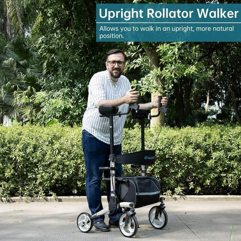ELENKER Upright Walker, Stand Up Folding Rollator