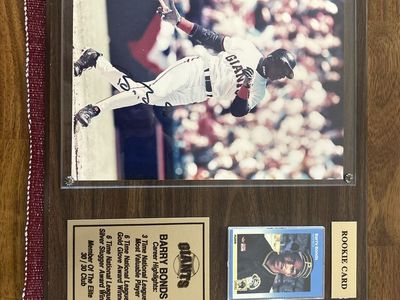 12x15 Autograph Hand Signed Certificate of Authenticity Barry Bonds MLB San Francisco Giants Plaque with Rookie Card w/COA.