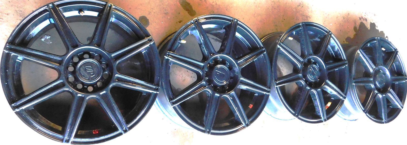 16x7 inches Motegi Black Rims Universal