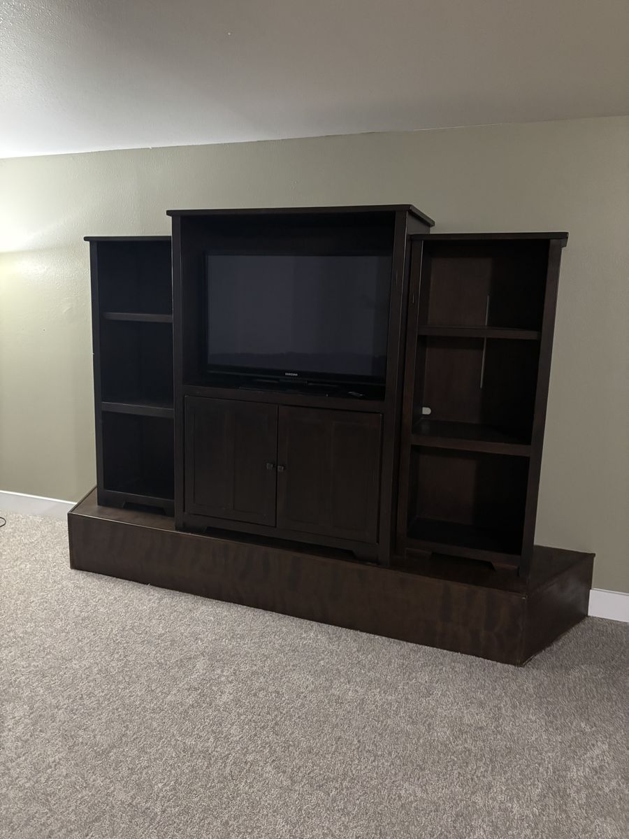 TV console and bookshelf with storage