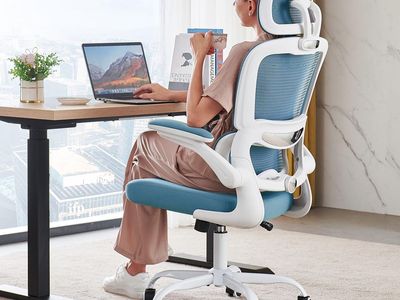 TRALT Ergonomic Office Chair with Lumbar Support – White/Blue