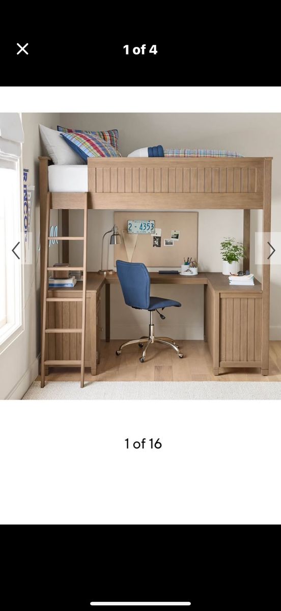 Pottery Barn Teen Beadboard Loft Bed + Desk + 9 Drawer Dresser – Like New, NEED GONE SO SEND OFFERS!