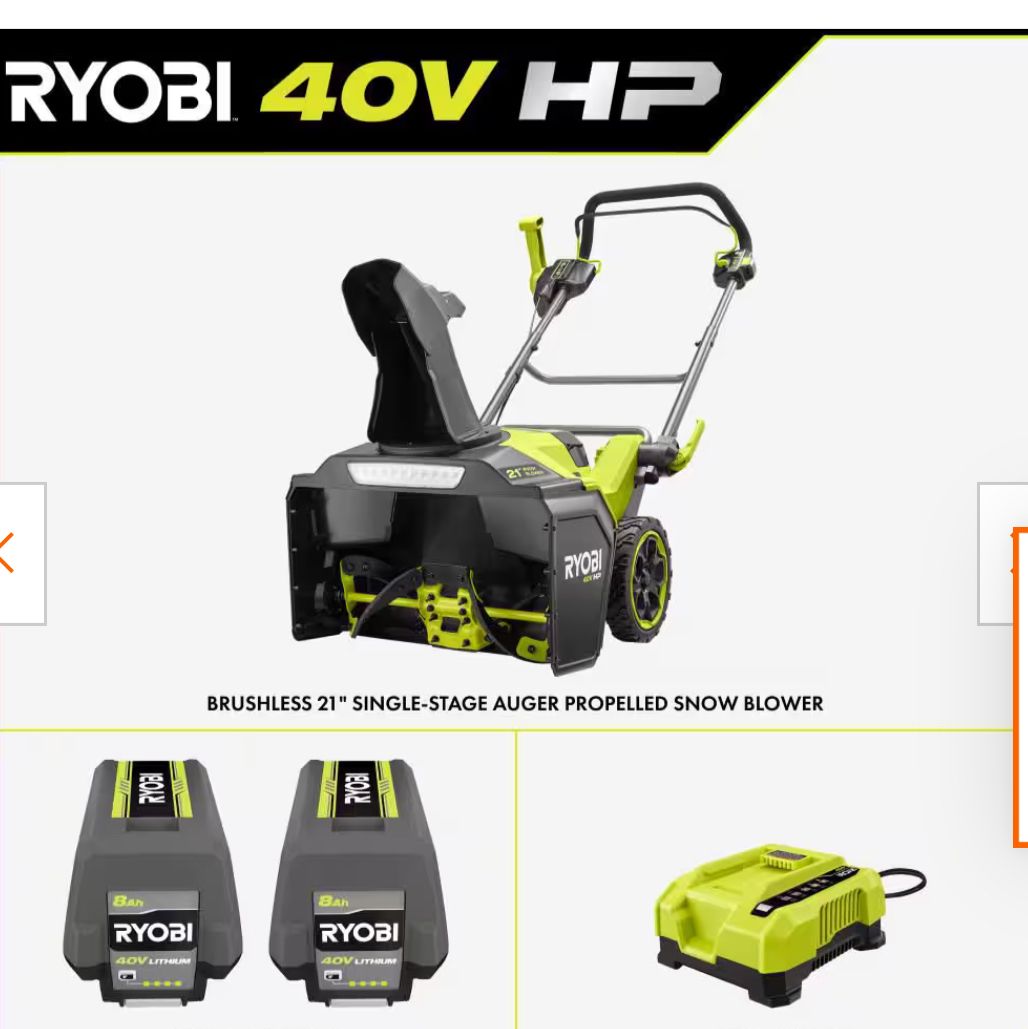 NEW RYOBI 40V ELECTRIC AUGER PROPELLED SNOW BLOWER